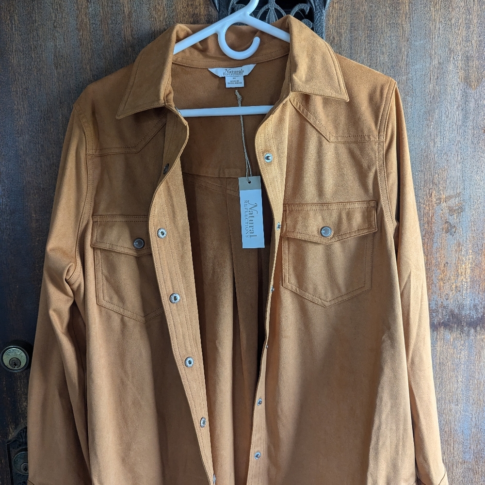 Tan Button-Up Shirt Jacket